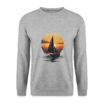 Sailboat At Sunset Adventure - Unisex Sweatshirt - salt & pepper - Front - Alina (178cm) & Michal (187cm)