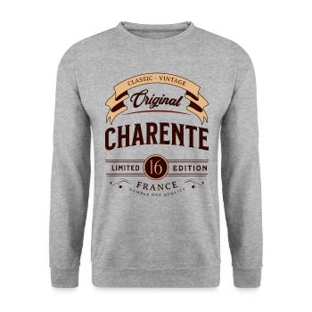 Vintage Charente Département France - Unisex Sweatshirt - salt & pepper - Front - Alina (178cm) & Michal (187cm)