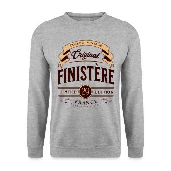 Vintage Finistère Departement Frankreich - Unisex Pullover - Weißgrau meliert - Vorne - Alina (178cm) & Michal (187cm)