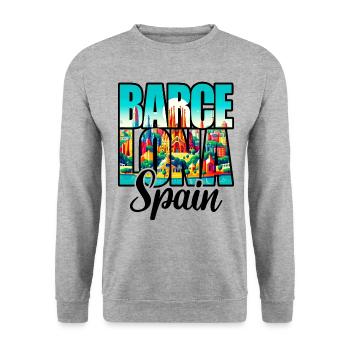 Voyage Espagne Ville Barcelone - Sweat-shirt Unisexe - gris chiné - Devant - Alina (178cm) & Michal (187cm)