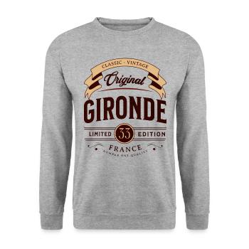 Vintage Gironde Département France - Sweat-shirt Unisexe - gris chiné - Devant - Alina (178cm) & Michal (187cm)