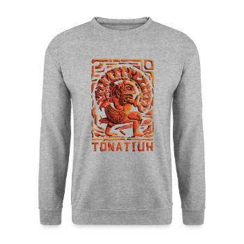 Aztec God Ancient Mythology Tonatiuh - Unisex Sweatshirt - salt & pepper - Front - Alina (178cm) & Michal (187cm)