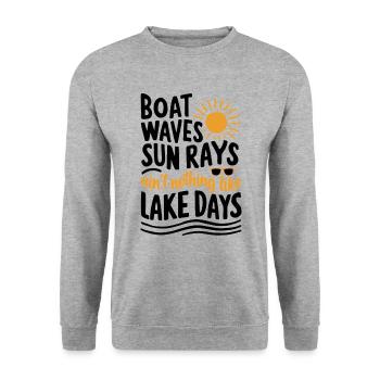 Bateau, vagues, rayons de soleil, journées en mer, été, vacances - Sweat-shirt Unisexe - gris chiné - Devant - Alina (178cm) & Michal (187cm)