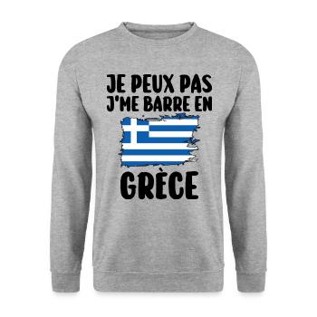 J'Me Barre En Grèce Voyage Cadeau - Sweat-shirt Unisexe - gris chiné - Devant - Alina (178cm) & Michal (187cm)