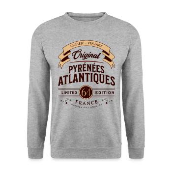Pyrénées-Atlantiques Département France - Sweat-shirt Unisexe - gris chiné - Devant - Alina (178cm) & Michal (187cm)