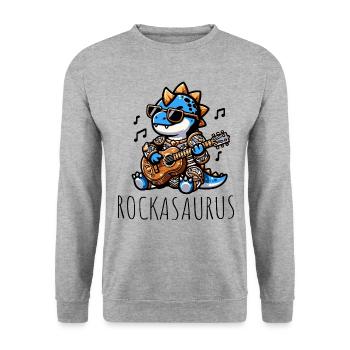 Dinosaure Guitariste Adore La Musique - Sweat-shirt Unisexe - gris chiné - Devant - Alina (178cm) & Michal (187cm)