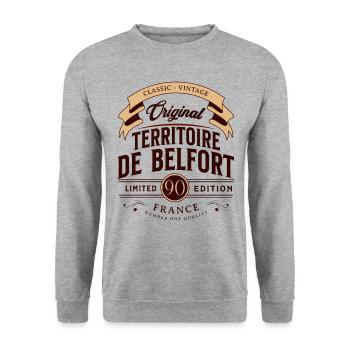 Gebiet des Departamento Belfort, Frankreich - Unisex Pullover - Weißgrau meliert - Vorne - Alina (178cm) & Michal (187cm)