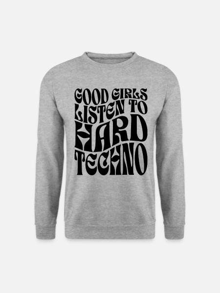 Mädchen hören Hard Techno EDM - Unisex Pullover - Weißgrau meliert