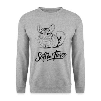 Sanft Aber Wild Chinchilla Illustration - Unisex Pullover - Weißgrau meliert - Vorne - Alina (178cm) & Michal (187cm)