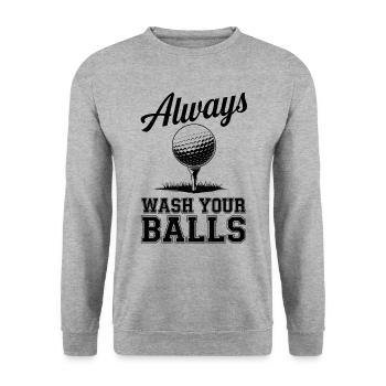 Collecteur de balles de golf Obtenir des balles Laver l’humour - Sweat-shirt Unisexe - gris chiné - Devant - Alina (178cm) & Michal (187cm)