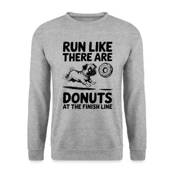 Run as if donuts were at the finish line Marathon runners - Unisex Sweatshirt - salt & pepper - Front - Alina (178cm) & Michal (187cm)