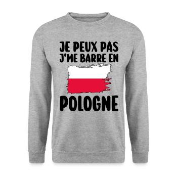 J'Peux Pas J'Me Barre En Pologne Voyage - Sweat-shirt Unisexe - gris chiné - Devant - Alina (178cm) & Michal (187cm)