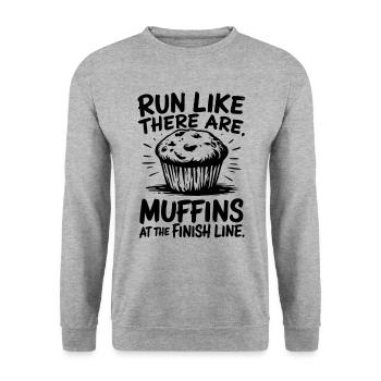 Lauf Als Wäre Der Muffin Am Ziel Marathon Läufer - Unisex Pullover - Weißgrau meliert - Vorne - Alina (178cm) & Michal (187cm)
