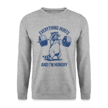 Gym Sport Haltérophilie Raton laveur - Sweat-shirt Unisexe - gris chiné - Devant - Alina (178cm) & Michal (187cm)