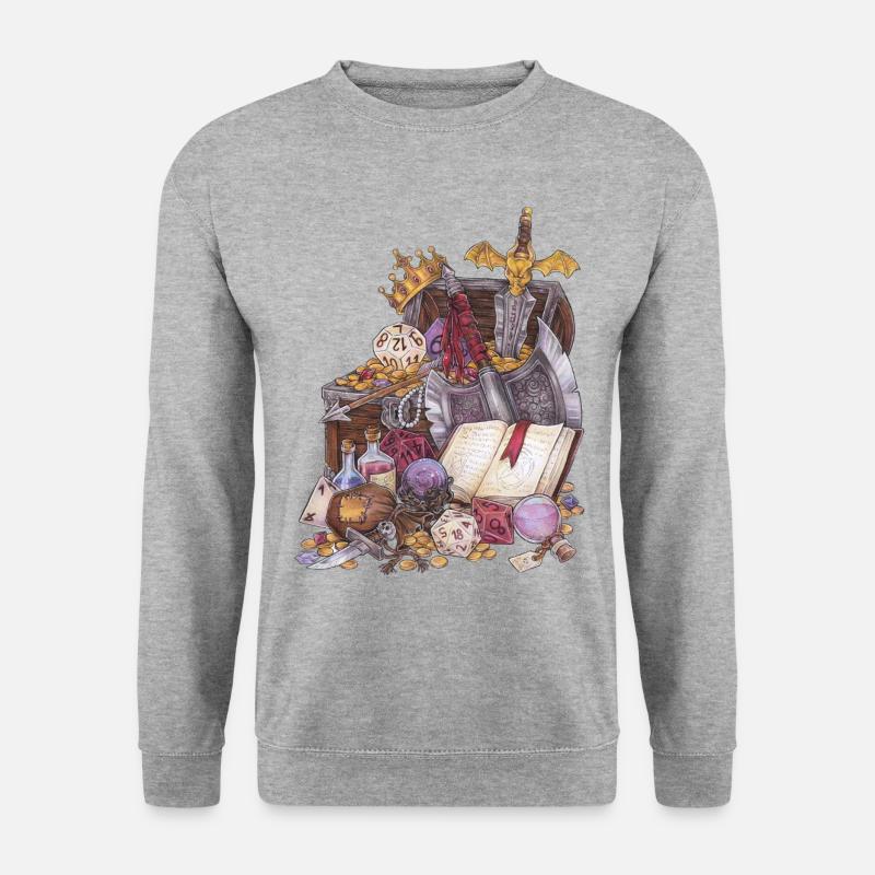 Coffre au trésor dans un donjon avec épée Magic Fantasy - Sweat-shirt Unisexe - gris chiné