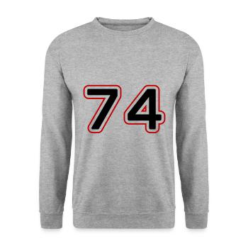 74 number symbol - Unisex Sweatshirt - salt & pepper - Front - Alina (178cm) & Michal (187cm)