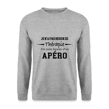 Thérapie apéro - Sweat-shirt Unisexe - gris chiné - Devant - Alina (178cm) & Michal (187cm)