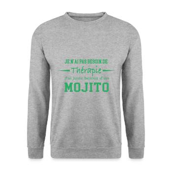 Humour mojito cadeau - Sweat-shirt Unisexe - gris chiné - Devant - Alina (178cm) & Michal (187cm)