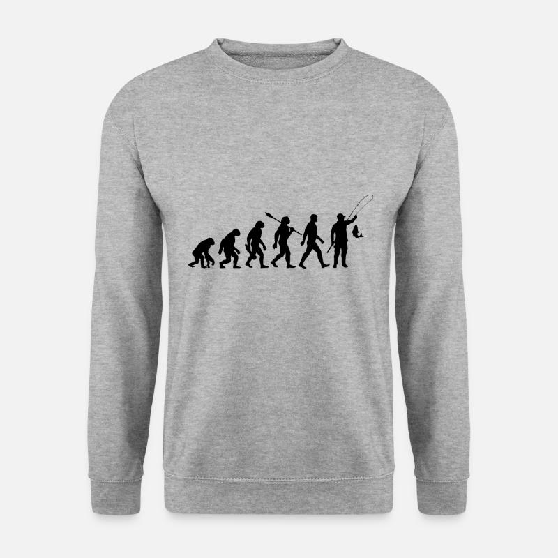 Evolution - Pêche - Pêcheurs - Pêcher - Sweat-shirt Unisexe - gris chiné