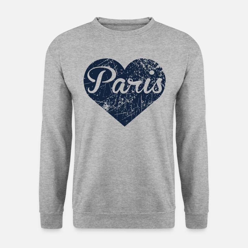 Paris Herz - Unisex Pullover - Weißgrau meliert