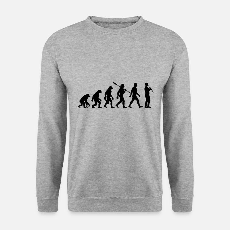Evolution - Musiker - Klarinettist - Unisex Pullover - Weißgrau meliert
