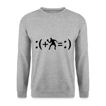 Table tennis makes me happy, happiness formula - Unisex Sweatshirt - salt & pepper - Front - Alina (178cm) & Michal (187cm)