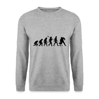 Evolution - Eishockey - Puck - Wintersport - Unisex Pullover - Weißgrau meliert - Vorne - Alina (178cm) & Michal (187cm)