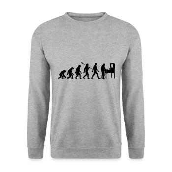 Evolution - Pinball - Flipper - Automat - Unisex Pullover - Weißgrau meliert - Vorne - Alina (178cm) & Michal (187cm)