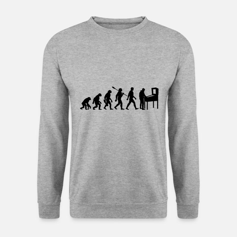 Evolution - Pinball - Flipper - Automat - Unisex Pullover - Weißgrau meliert