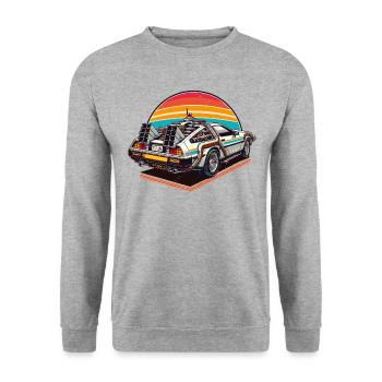 Future Car Fast Car Retro Vintage - Unisex Sweatshirt - salt & pepper - Front - Alina (178cm) & Michal (187cm)