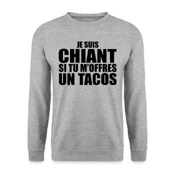 Man Who Loves: Tacos. Funny Design Humor - Unisex Sweatshirt - salt & pepper - Front - Alina (178cm) & Michal (187cm)