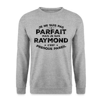 Raymond Un Prénom, Une Attitude L’Humour Raymond - Sweat-shirt Unisexe - gris chiné - Devant - Alina (178cm) & Michal (187cm)