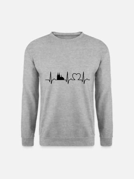Herzkurve Köln - Reise - Kölner Dom - Unisex Pullover - Weißgrau meliert