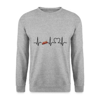 Heart Curve Currywurst - Fast Food - Cult - Unisex Sweatshirt - salt & pepper - Front - Alina (178cm) & Michal (187cm)