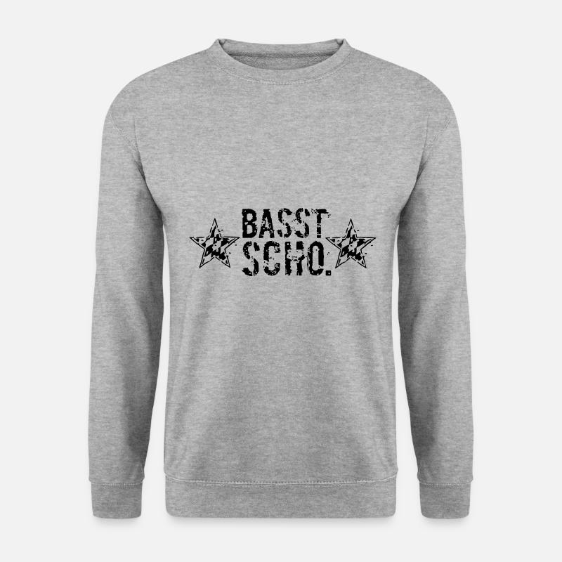 Basst Scho - mid zwoa Steandl - Unisex Pullover - Weißgrau meliert