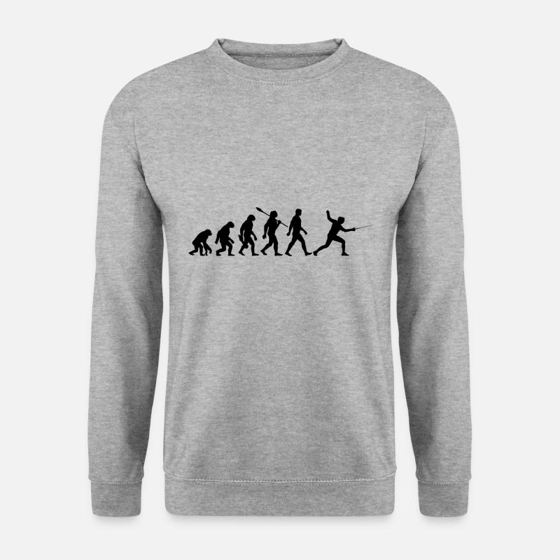Evolution - Fechten - Fechter - Kampfsport - Unisex Pullover - Weißgrau meliert