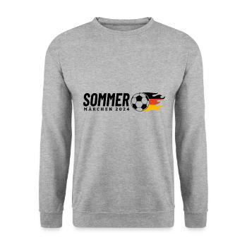 Sommermärchen 2024 Fußball mit Flammen Deutschland - Unisex Pullover - Weißgrau meliert - Vorne - Alina (178cm) & Michal (187cm)