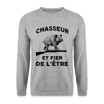 Chasse de sanglier fier - Sweat-shirt Unisexe - gris chiné - Devant - Alina (178cm) & Michal (187cm)