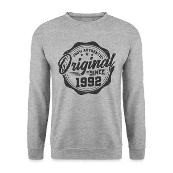 1992 Vintage Vintage Retro Cadeau d’anniversaire - Sweat-shirt Unisexe - gris chiné - Devant - Alina (178cm) & Michal (187cm)