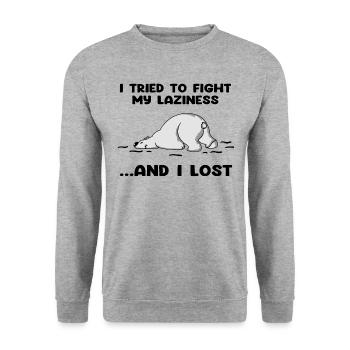 I Tried To Fight My Laziness And I Lost - Unisex Sweatshirt - salt & pepper - Front - Alina (178cm) & Michal (187cm)