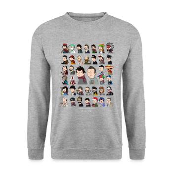 New Wankil World (W) - Sweat-shirt Unisexe - gris chiné - Devant - Alina (178cm) & Michal (187cm)