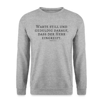 Warten, Jesus, still, geduld, Herr, eingreifen, - Unisex Pullover - Weißgrau meliert - Vorne - Alina (178cm) & Michal (187cm)
