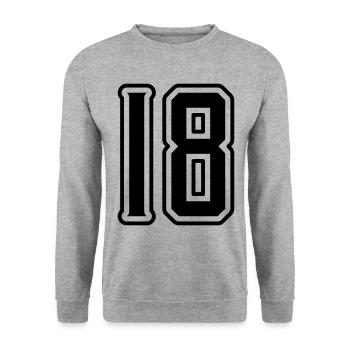 18 Zahl symbol - Unisex Pullover - Weißgrau meliert - Vorne - Alina (178cm) & Michal (187cm)