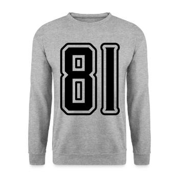 81 number symbol - Unisex Sweatshirt - salt & pepper - Front - Alina (178cm) & Michal (187cm)