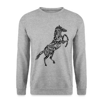 Pferd Tribal Tattoo - Unisex Pullover - Weißgrau meliert - Vorne - Alina (178cm) & Michal (187cm)