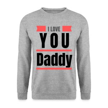 I love daddy T-Shirt - Unisex Pullover - Weißgrau meliert - Vorne - Alina (178cm) & Michal (187cm)