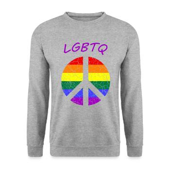 Lgbtq LGBT - Unisex Pullover - Weißgrau meliert - Vorne - Alina (178cm) & Michal (187cm)