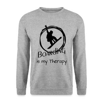Boarding is my Therapy - Unisex Pullover - Weißgrau meliert - Vorne - Alina (178cm) & Michal (187cm)