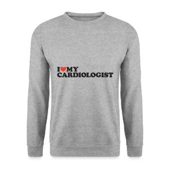 I love my Cardiologist Heart Shirt - Unisex Sweatshirt - salt & pepper - Front - Alina (178cm) & Michal (187cm)