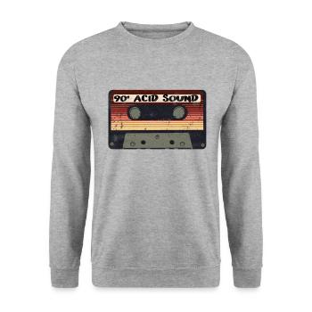 Acid Kassette Club 90er Techno Berlin Rave Trance - Unisex Pullover - Weißgrau meliert - Vorne - Alina (178cm) & Michal (187cm)